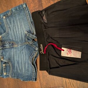 Justice Black Skirt and Denim Shorts Set